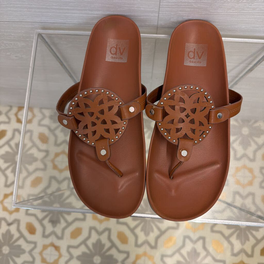Dolce Vita Brown Leather Pandora Footbed Sandals 8