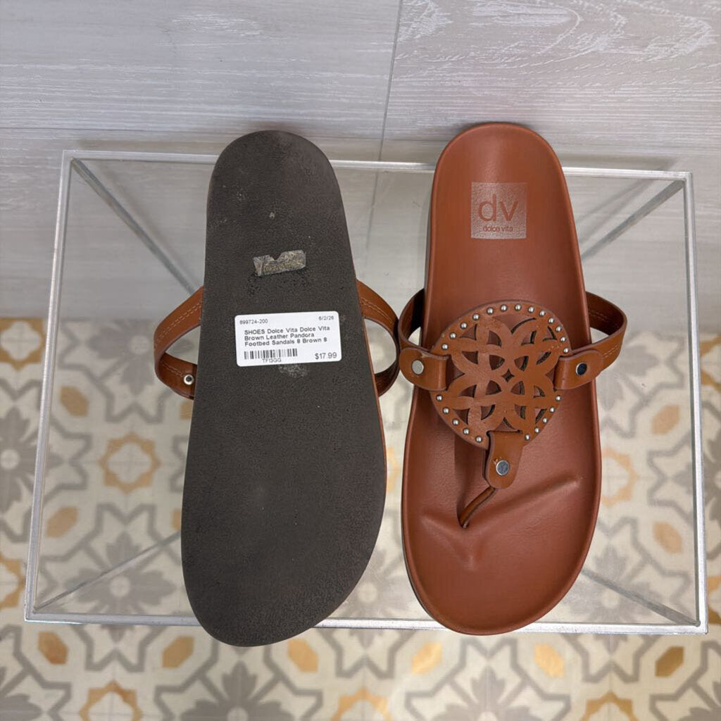 Dolce Vita Brown Leather Pandora Footbed Sandals 8