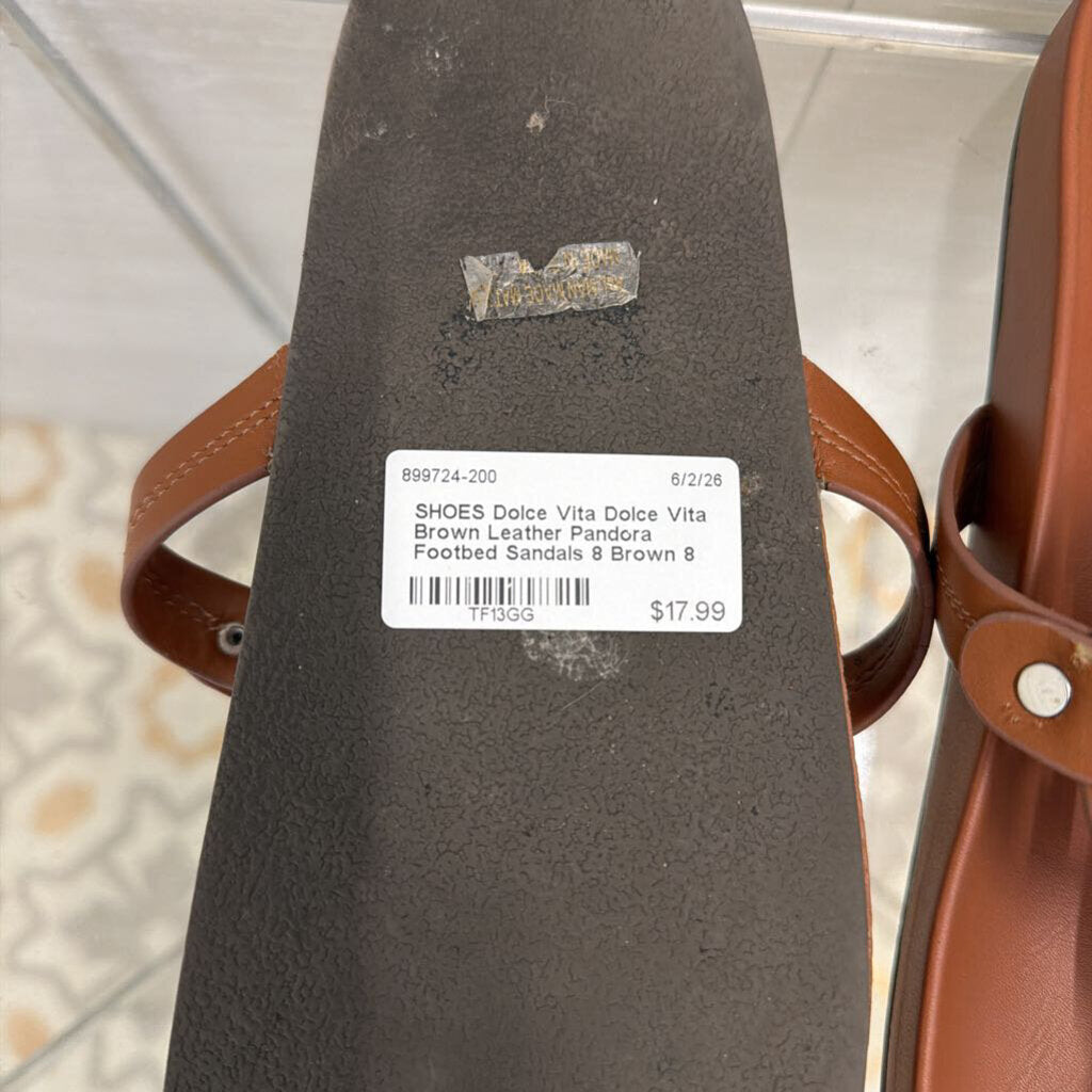 Dolce Vita Brown Leather Pandora Footbed Sandals 8