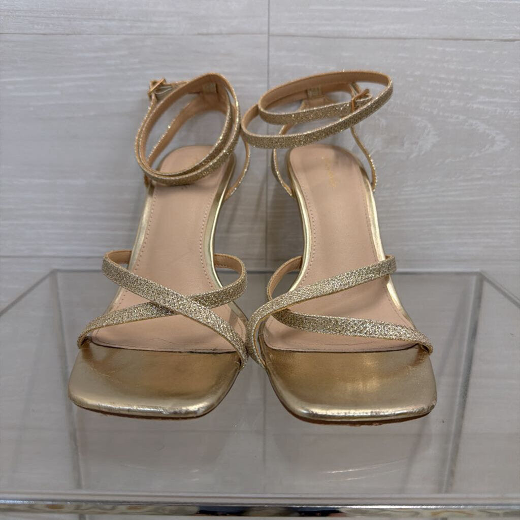 Gold Shimmer Strappy Heels 8