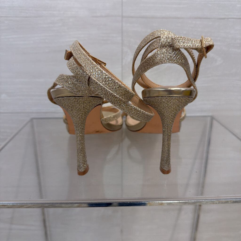 Gold Shimmer Strappy Heels 8