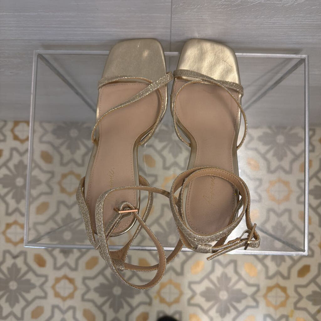 Gold Shimmer Strappy Heels 8