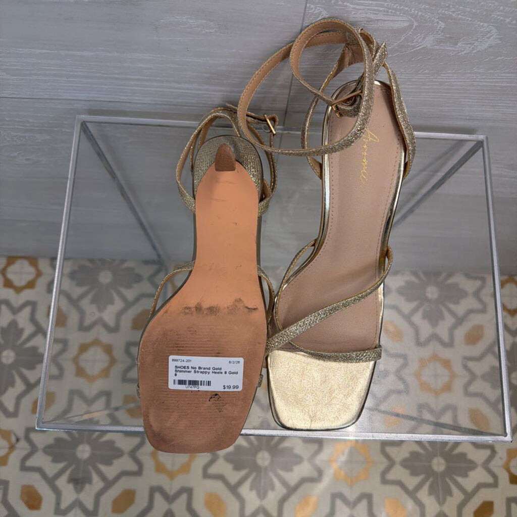 Gold Shimmer Strappy Heels 8