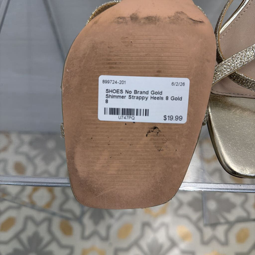 Gold Shimmer Strappy Heels 8