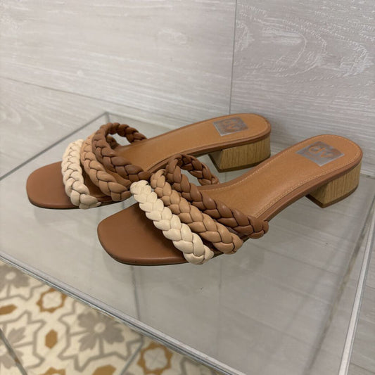 Dolce Vita Brown Natori Braided Block Heel Sandals 8