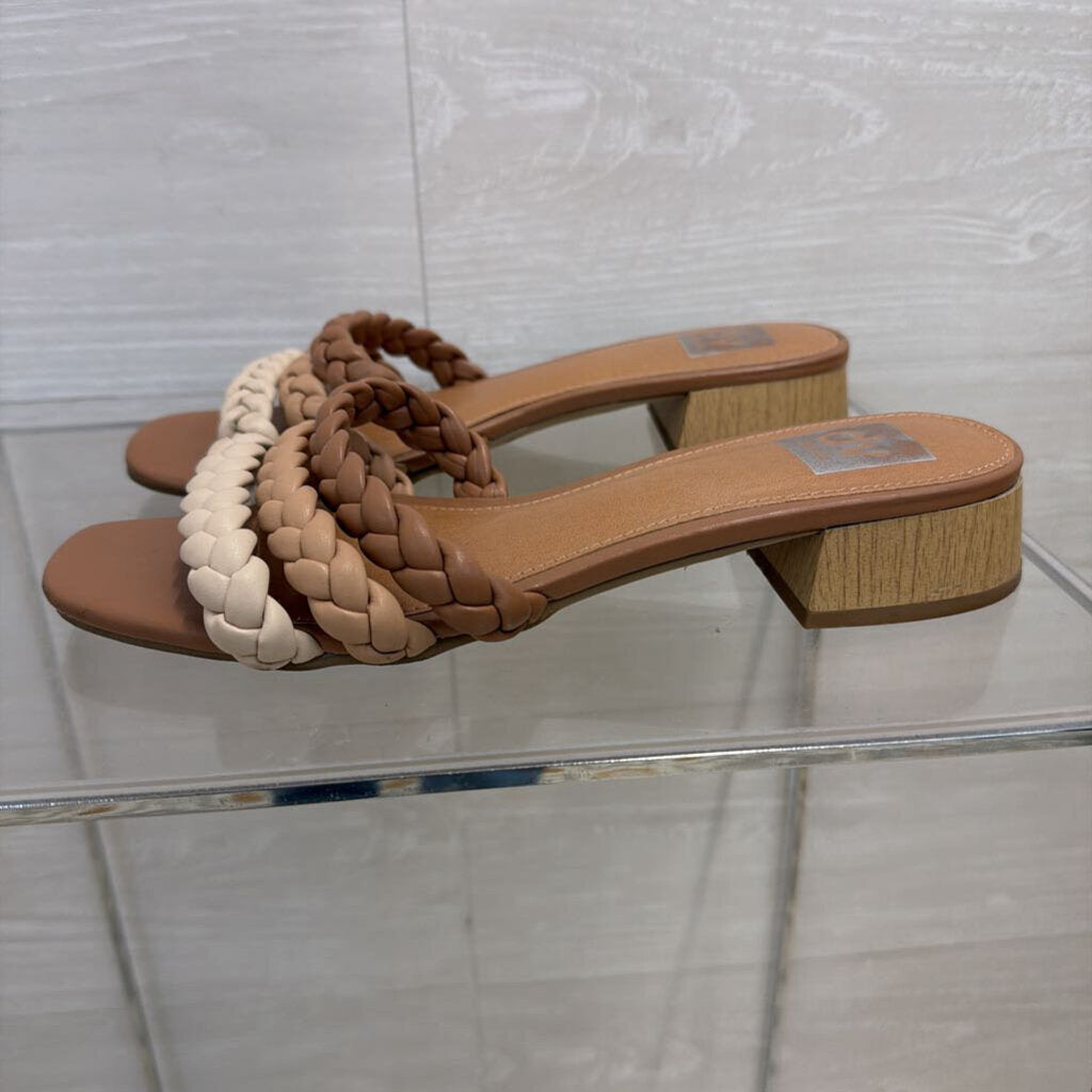 Dolce Vita Brown Natori Braided Block Heel Sandals 8
