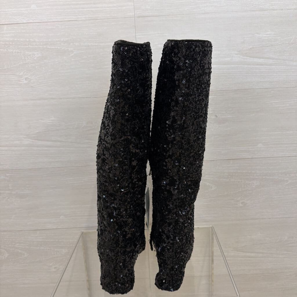 A New Day Black Sequin Abba Tall Boots 7.5
