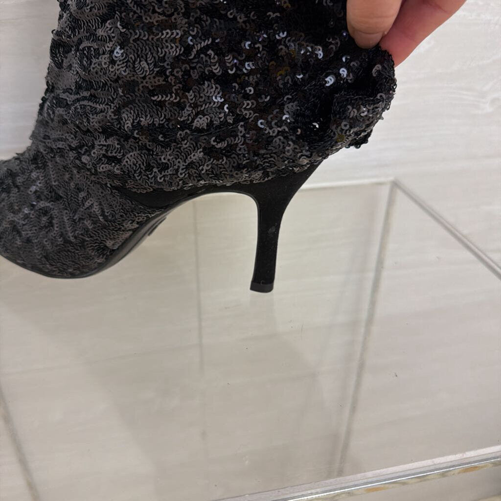 A New Day Black Sequin Abba Tall Boots 7.5