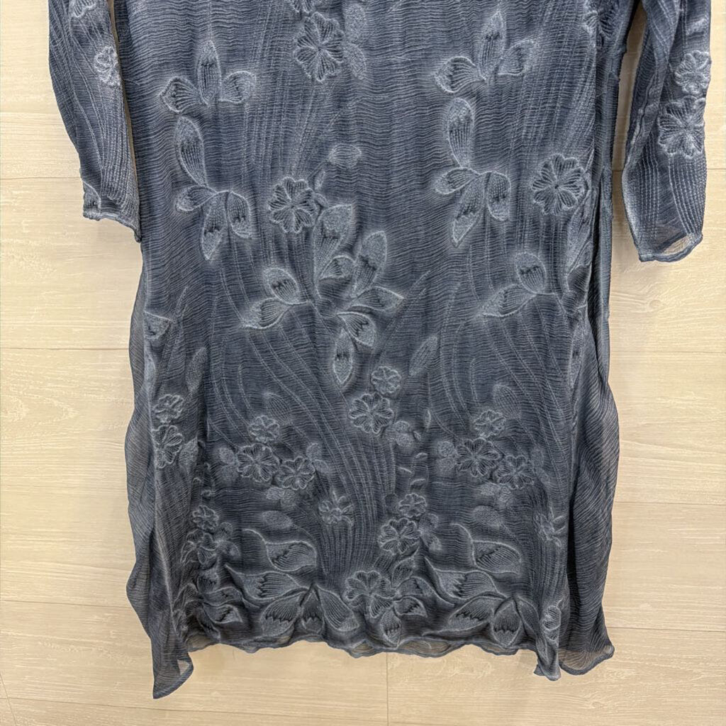 Soft Surroundings Blue Ebmroidere dFloral Long Sleeve Dress Small