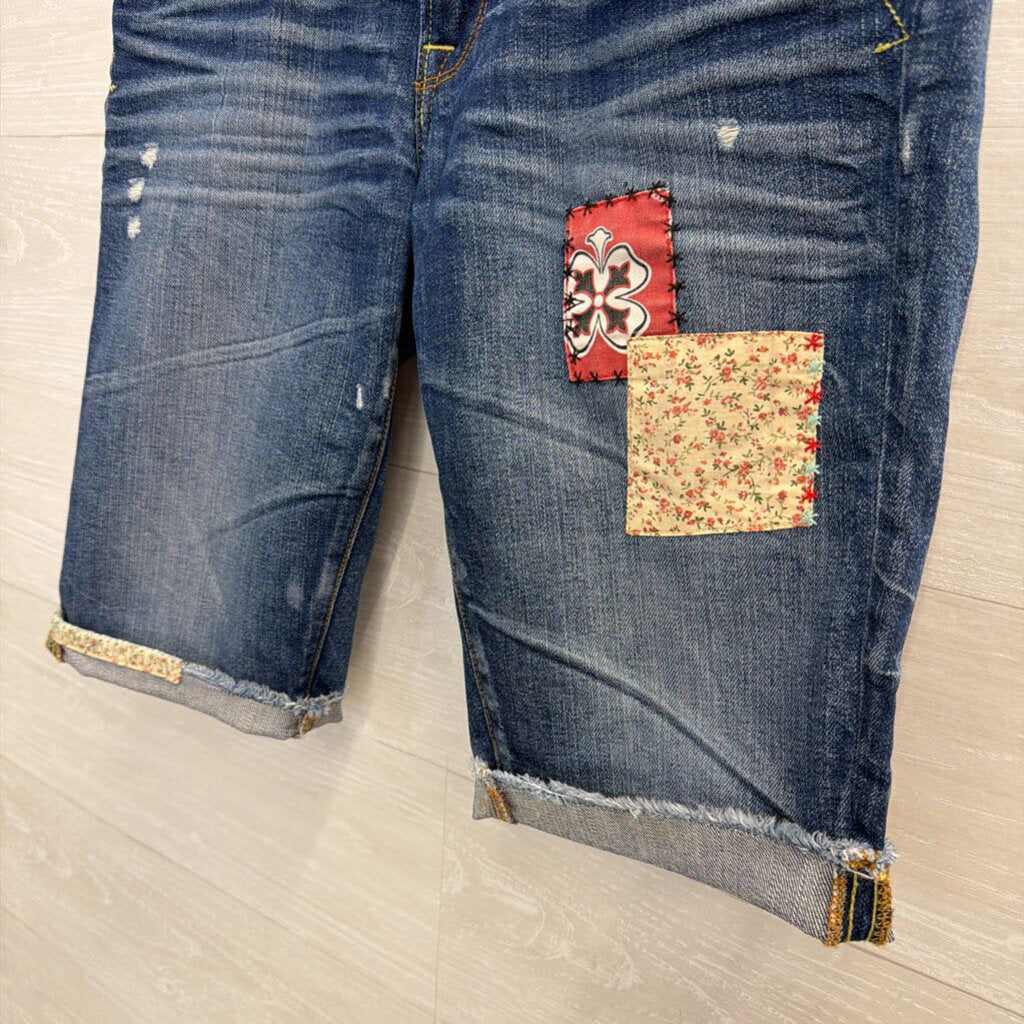 Lucky Brand Dark Wash Patchwork Denim Shorts 28