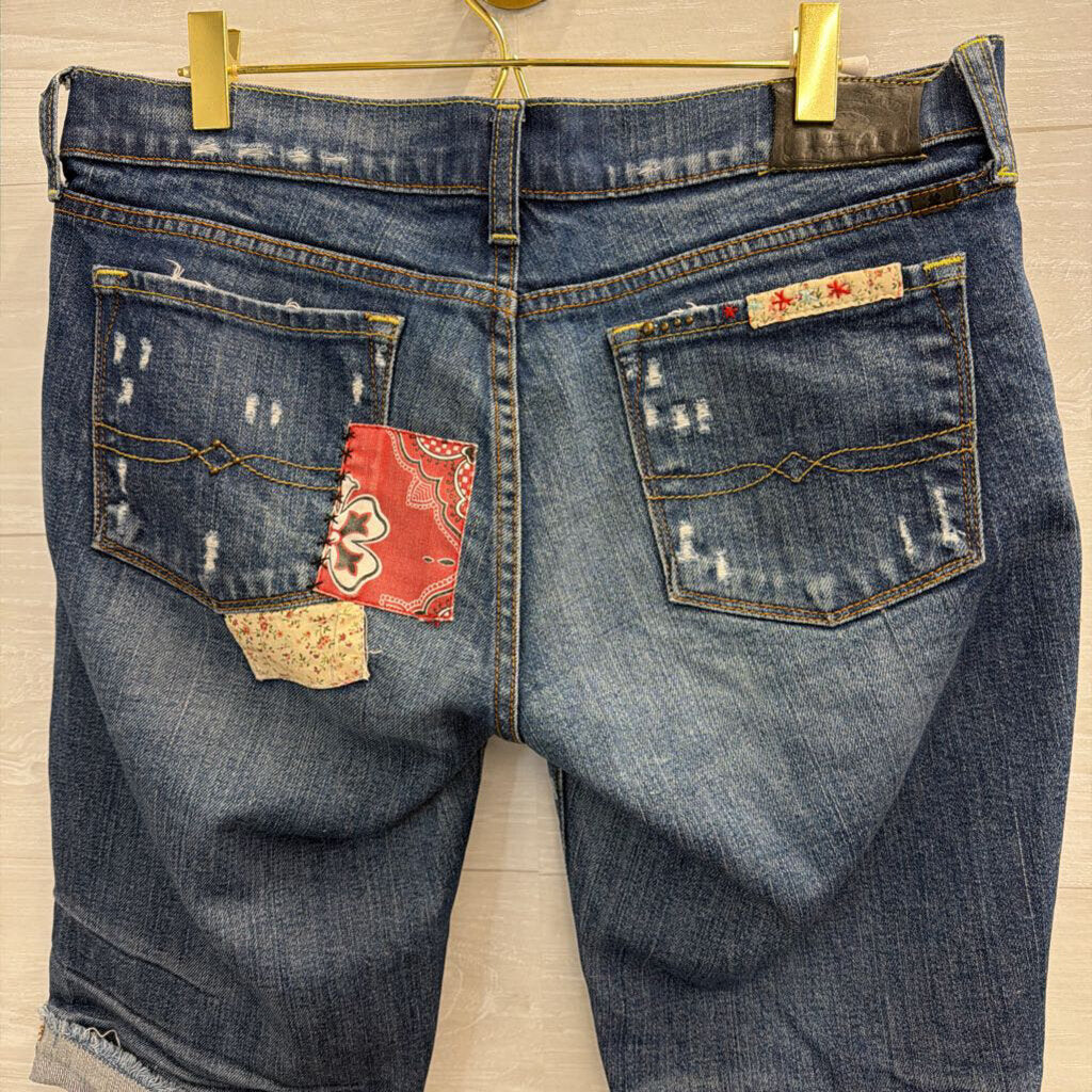 Lucky Brand Dark Wash Patchwork Denim Shorts 28