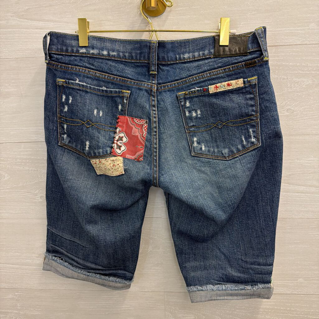 Lucky Brand Dark Wash Patchwork Denim Shorts 28