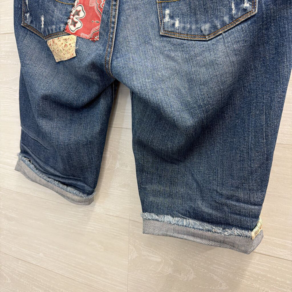 Lucky Brand Dark Wash Patchwork Denim Shorts 28