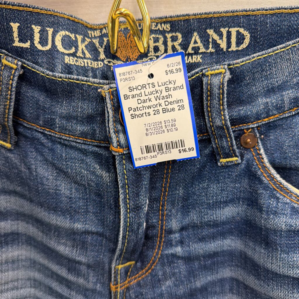 Lucky Brand Dark Wash Patchwork Denim Shorts 28