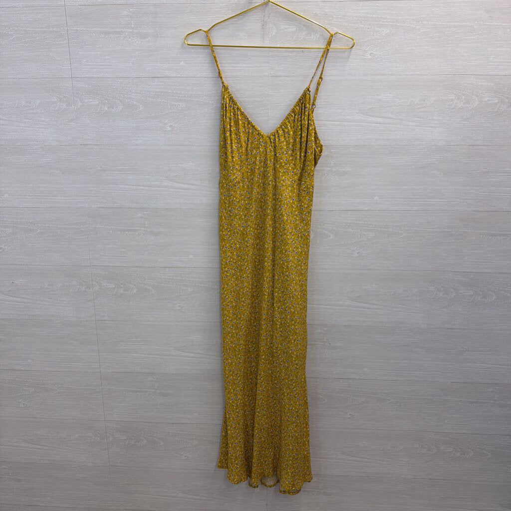 Yellow/ Multi Floral Print Maxi Dress Medium