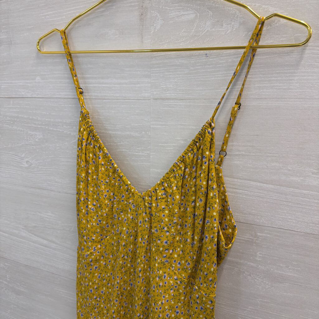 Yellow/ Multi Floral Print Maxi Dress Medium