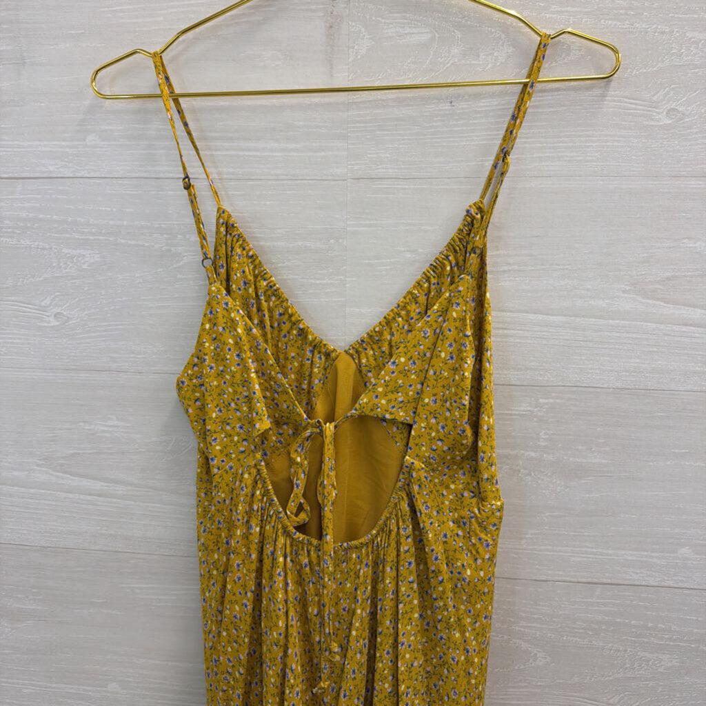 Yellow/ Multi Floral Print Maxi Dress Medium