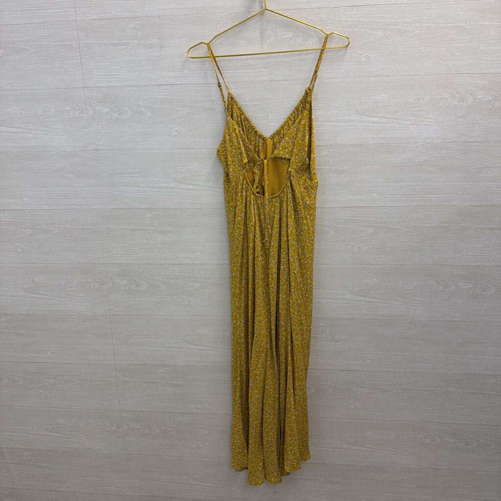 Yellow/ Multi Floral Print Maxi Dress Medium