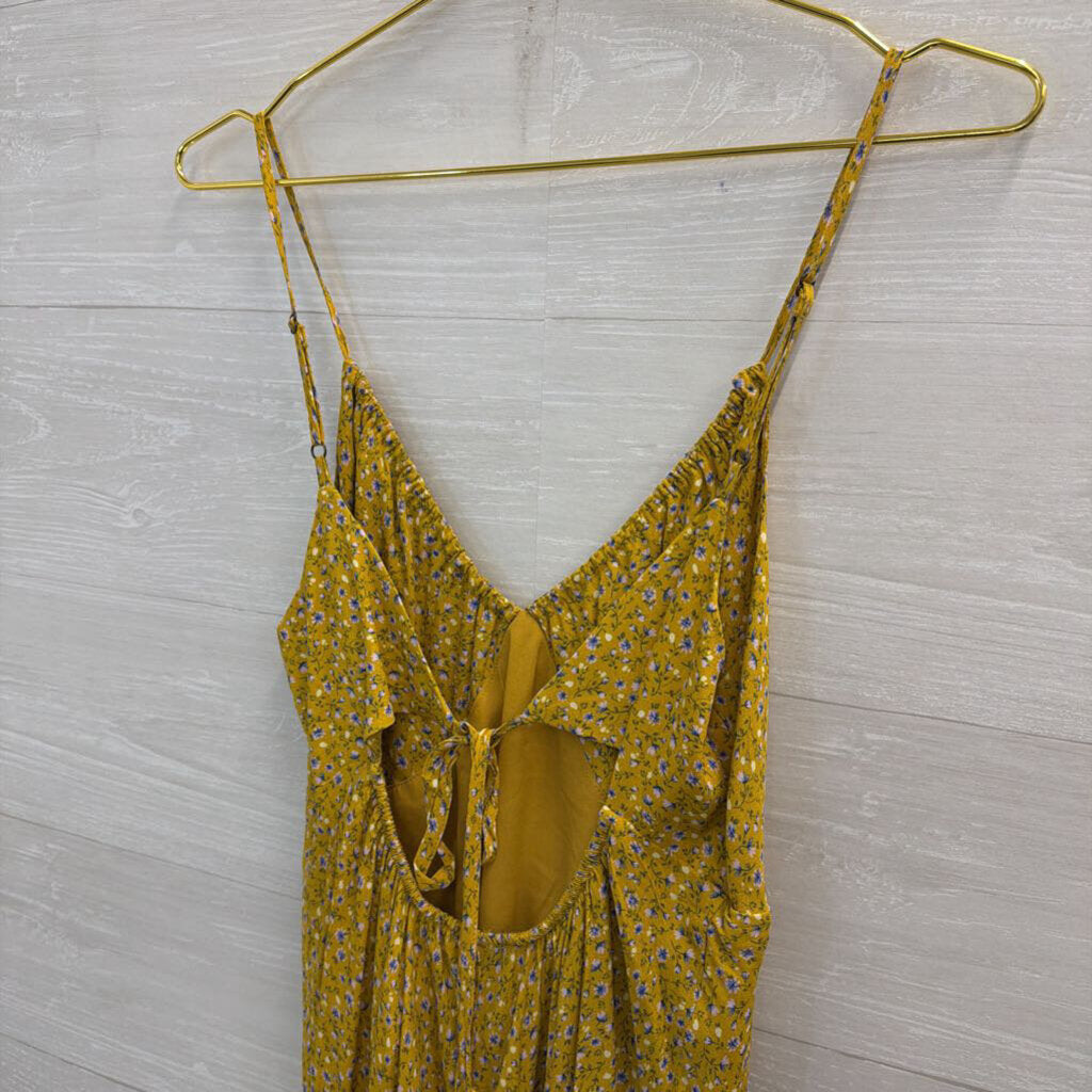 Yellow/ Multi Floral Print Maxi Dress Medium