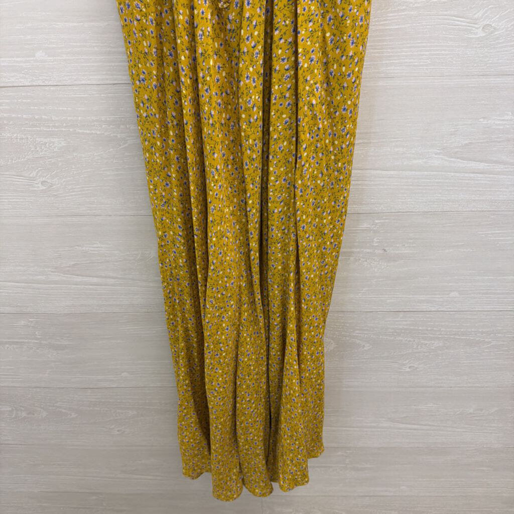 Yellow/ Multi Floral Print Maxi Dress Medium