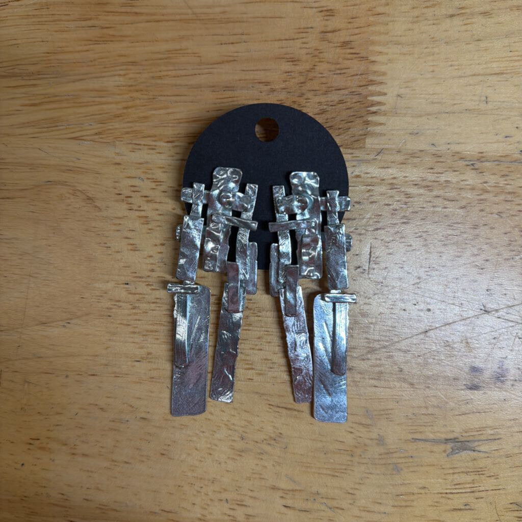 Silver Drop Statement Earrings