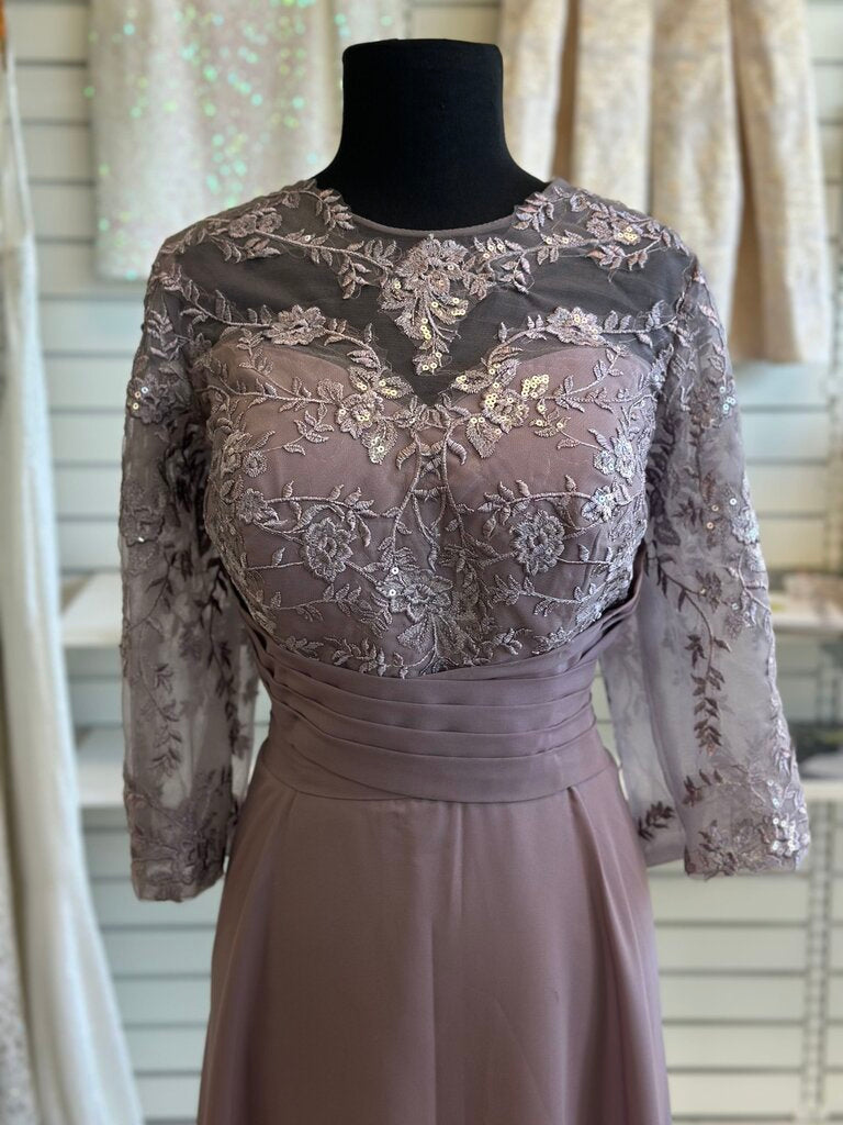 Purple Lace Long SLeeve Long Formal Dress 18W