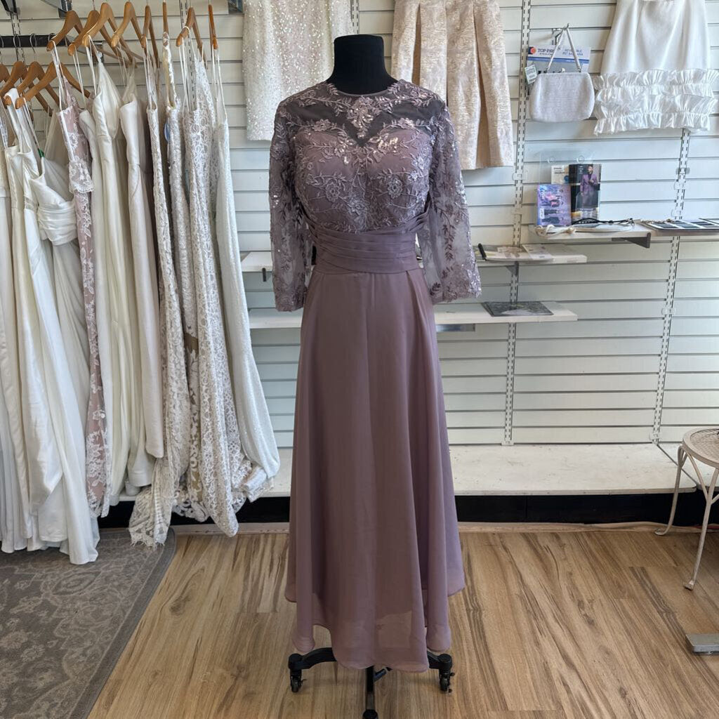 Purple Lace Long SLeeve Long Formal Dress 18W