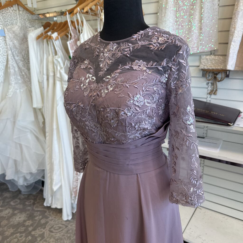 Purple Lace Long SLeeve Long Formal Dress 18W