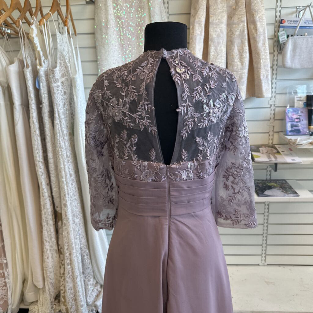 Purple Lace Long SLeeve Long Formal Dress 18W