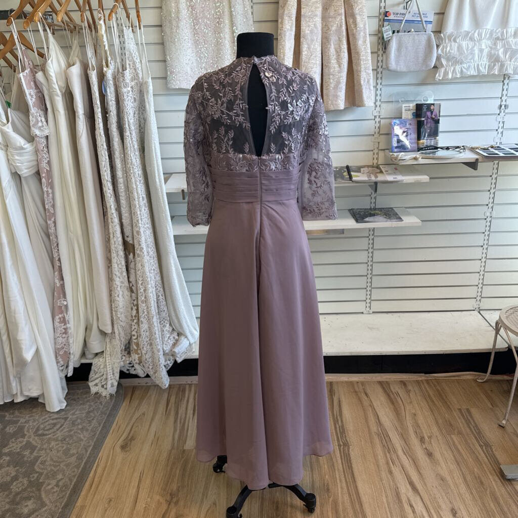 Purple Lace Long SLeeve Long Formal Dress 18W