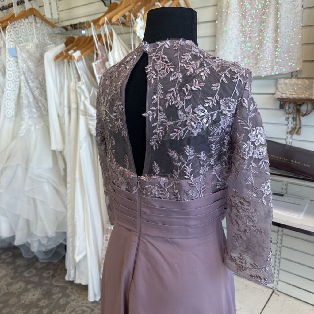 Purple Lace Long SLeeve Long Formal Dress 18W