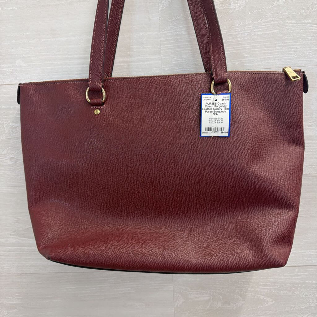 Coach Burgundy Leather Gallery Tote Purse
