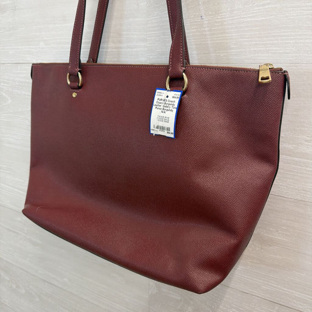 Coach Burgundy Leather Gallery Tote Purse
