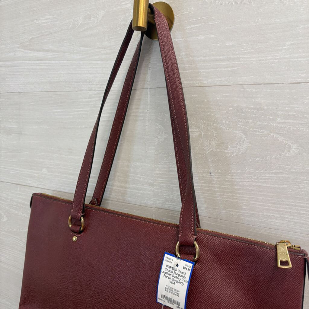 Coach Burgundy Leather Gallery Tote Purse