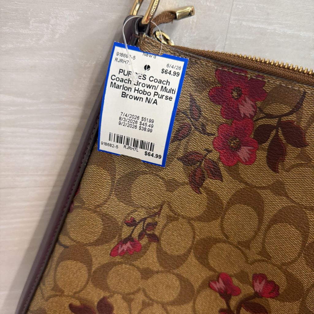 Coach Brown/ Multi Marlon Hobo Purse