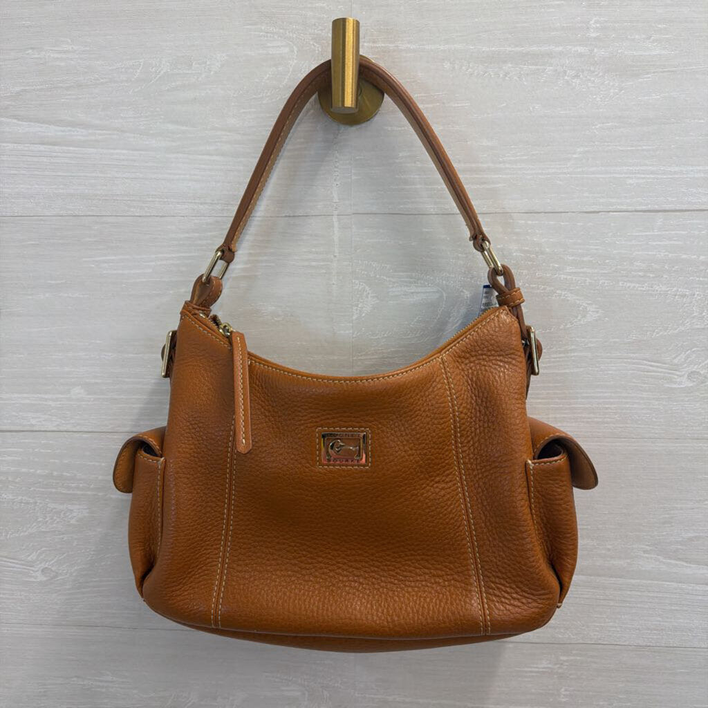 Dooney and Bourke Brown Pebbled Leather Pocket Sac Purse