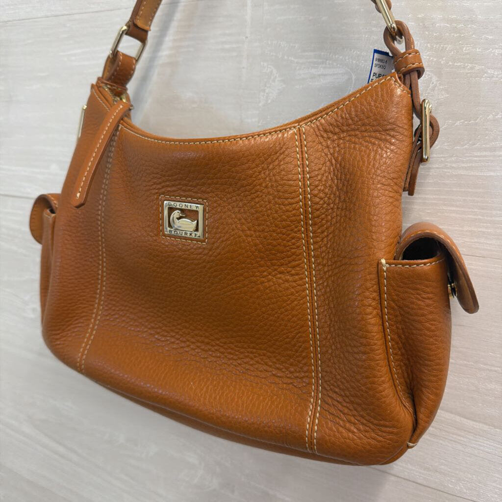 Dooney and Bourke Brown Pebbled Leather Pocket Sac Purse