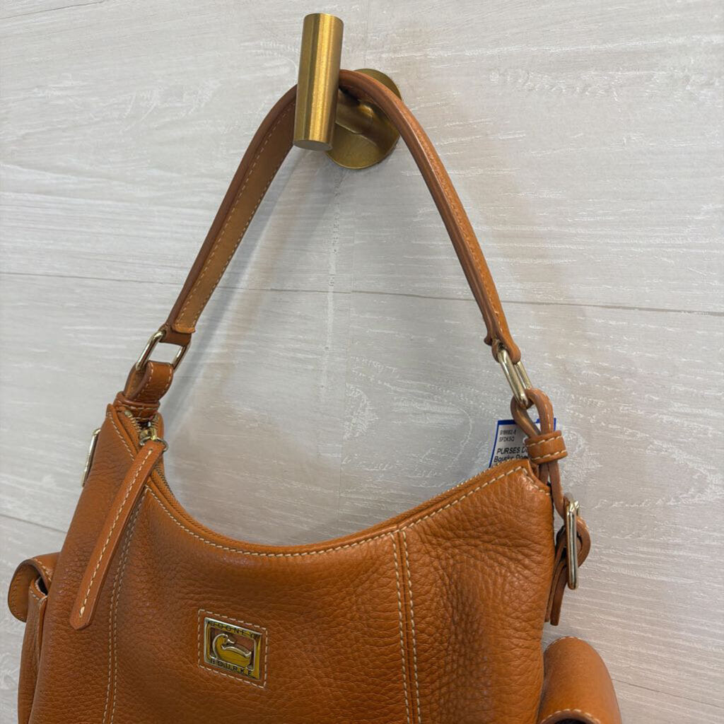 Dooney and Bourke Brown Pebbled Leather Pocket Sac Purse