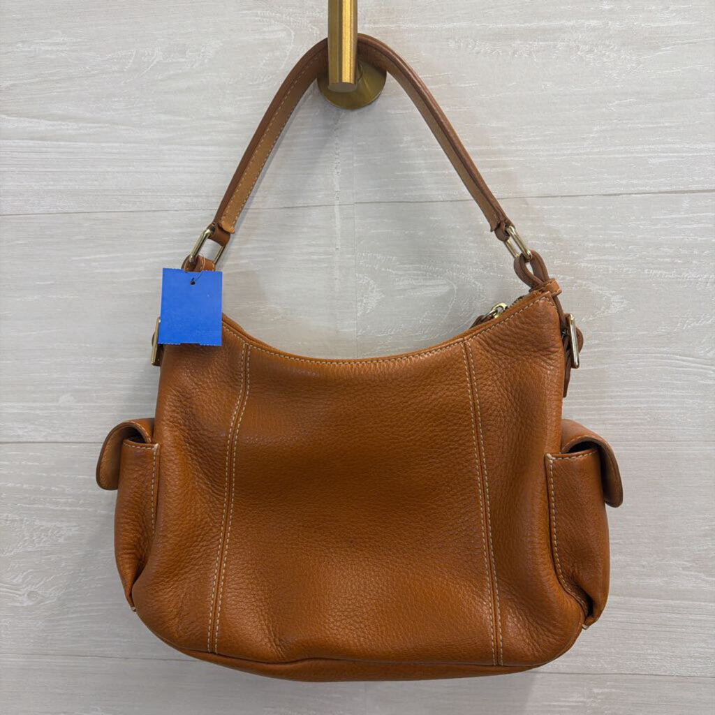 Dooney and Bourke Brown Pebbled Leather Pocket Sac Purse