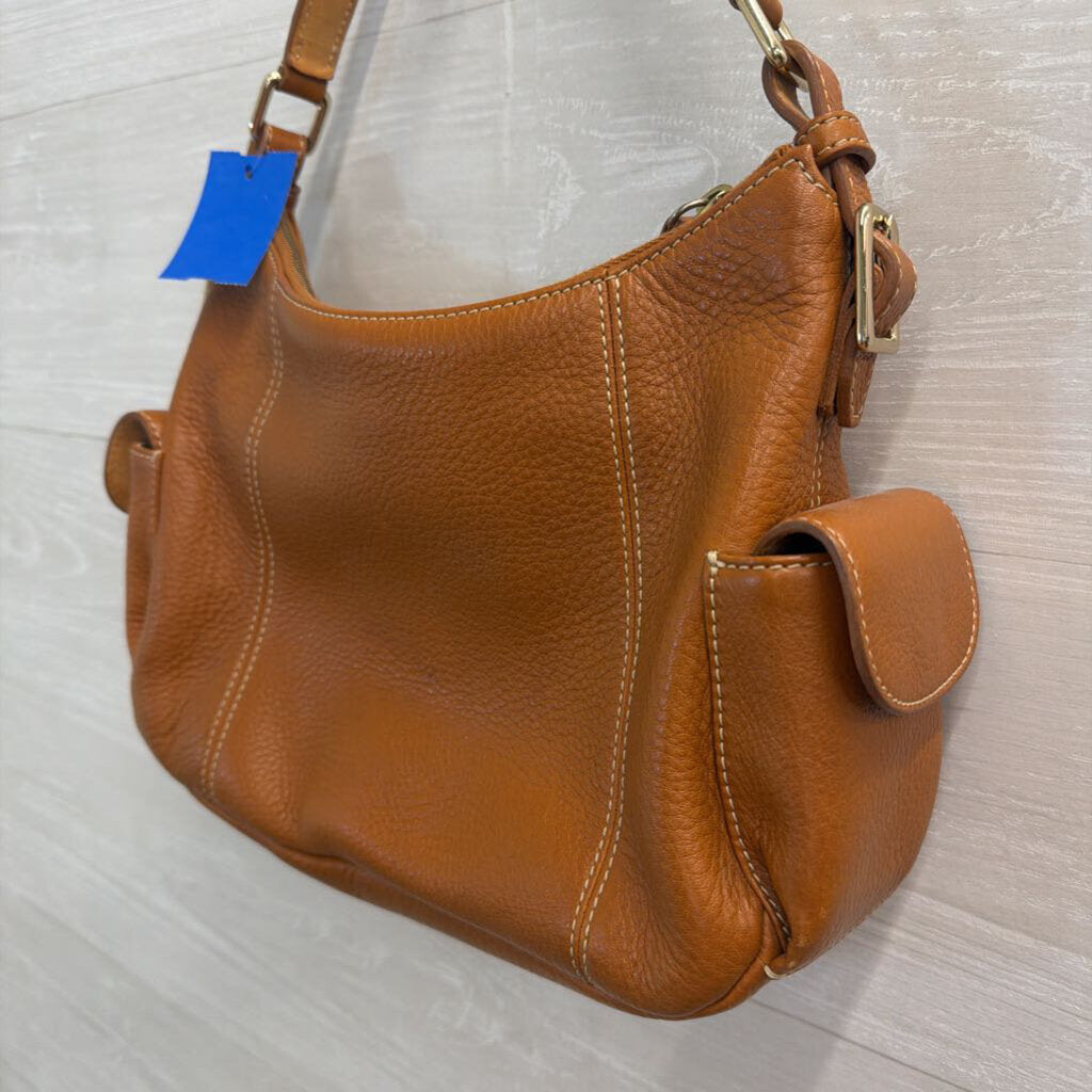 Dooney and Bourke Brown Pebbled Leather Pocket Sac Purse