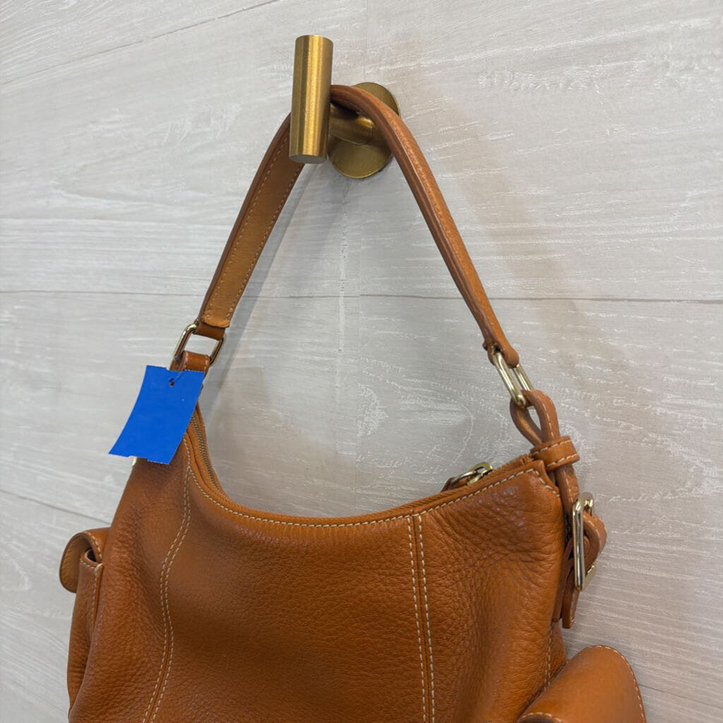 Dooney and Bourke Brown Pebbled Leather Pocket Sac Purse
