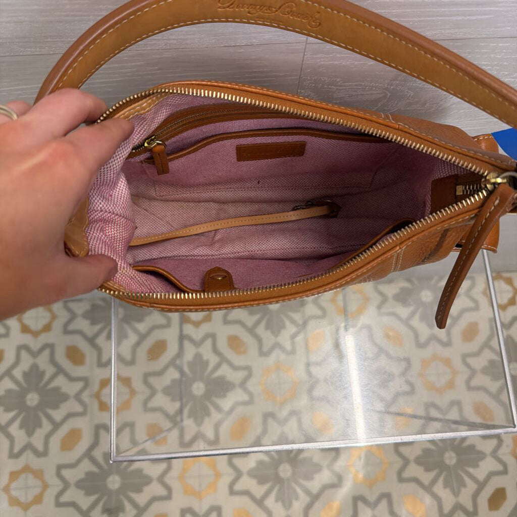 Dooney and Bourke Brown Pebbled Leather Pocket Sac Purse