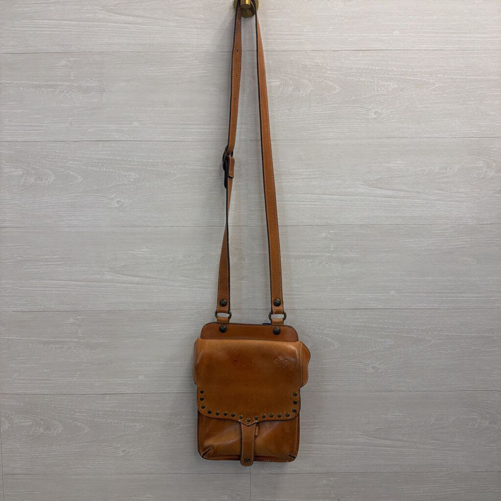Patricia Nash Brown Leather Studded Detail Crossbody Purse