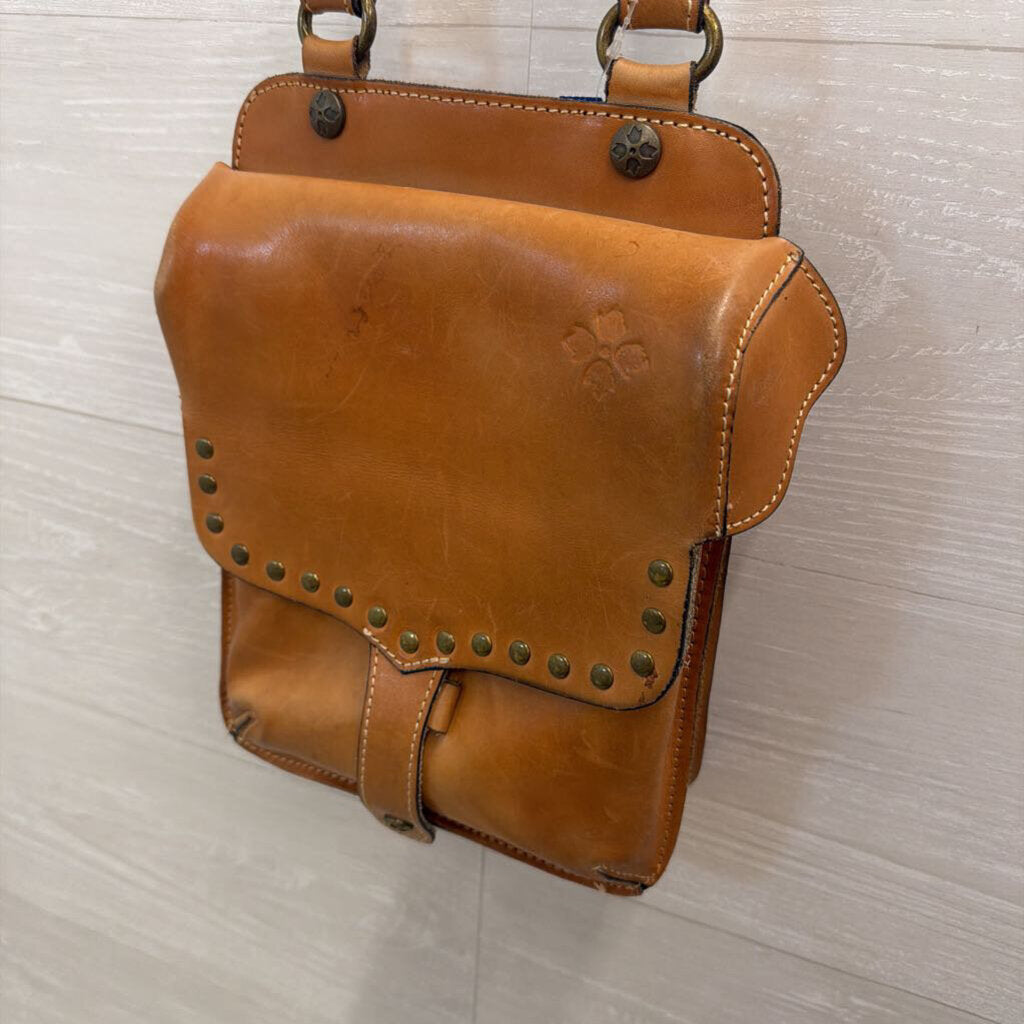 Patricia Nash Brown Leather Studded Detail Crossbody Purse