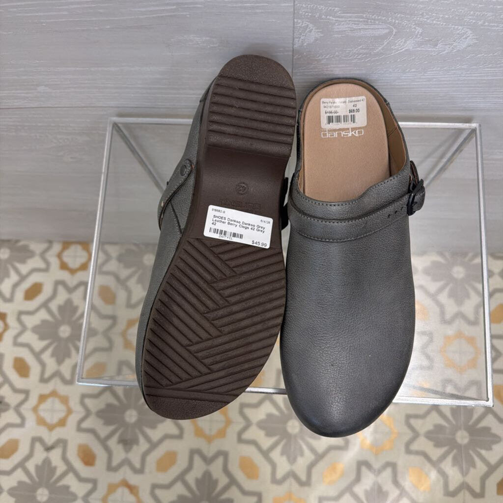 Dankso Grey Leather Berry Clogs 42