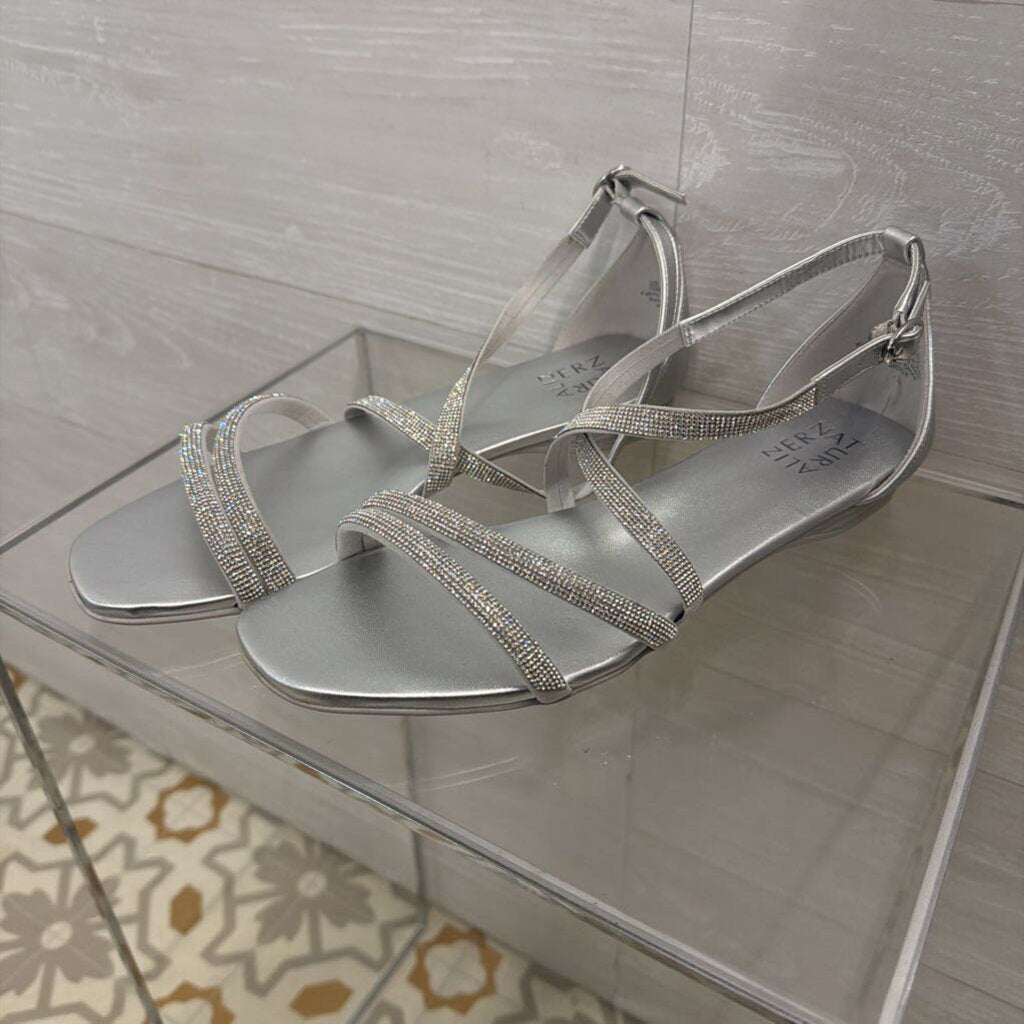 Naturalizer Silver Rhinestone Strappy Sicily Sandals 10