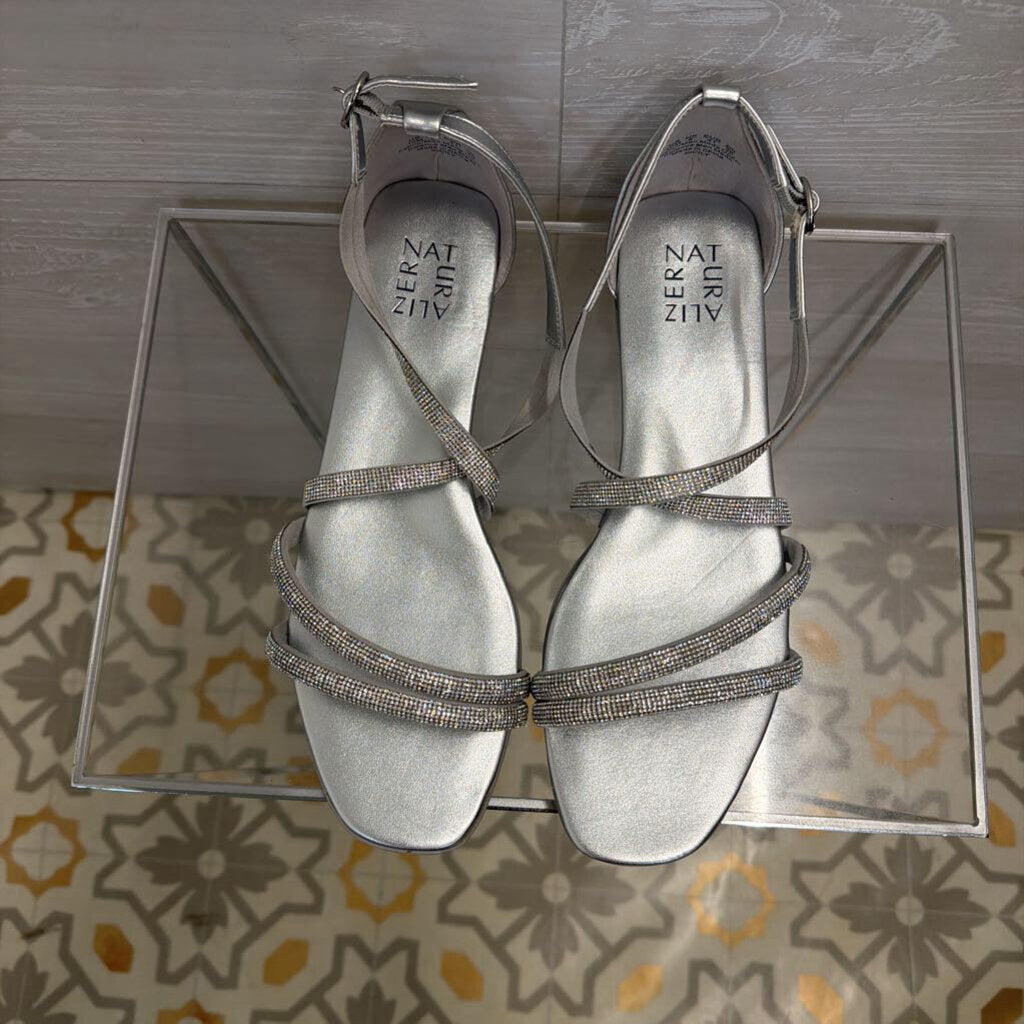Naturalizer Silver Rhinestone Strappy Sicily Sandals 10