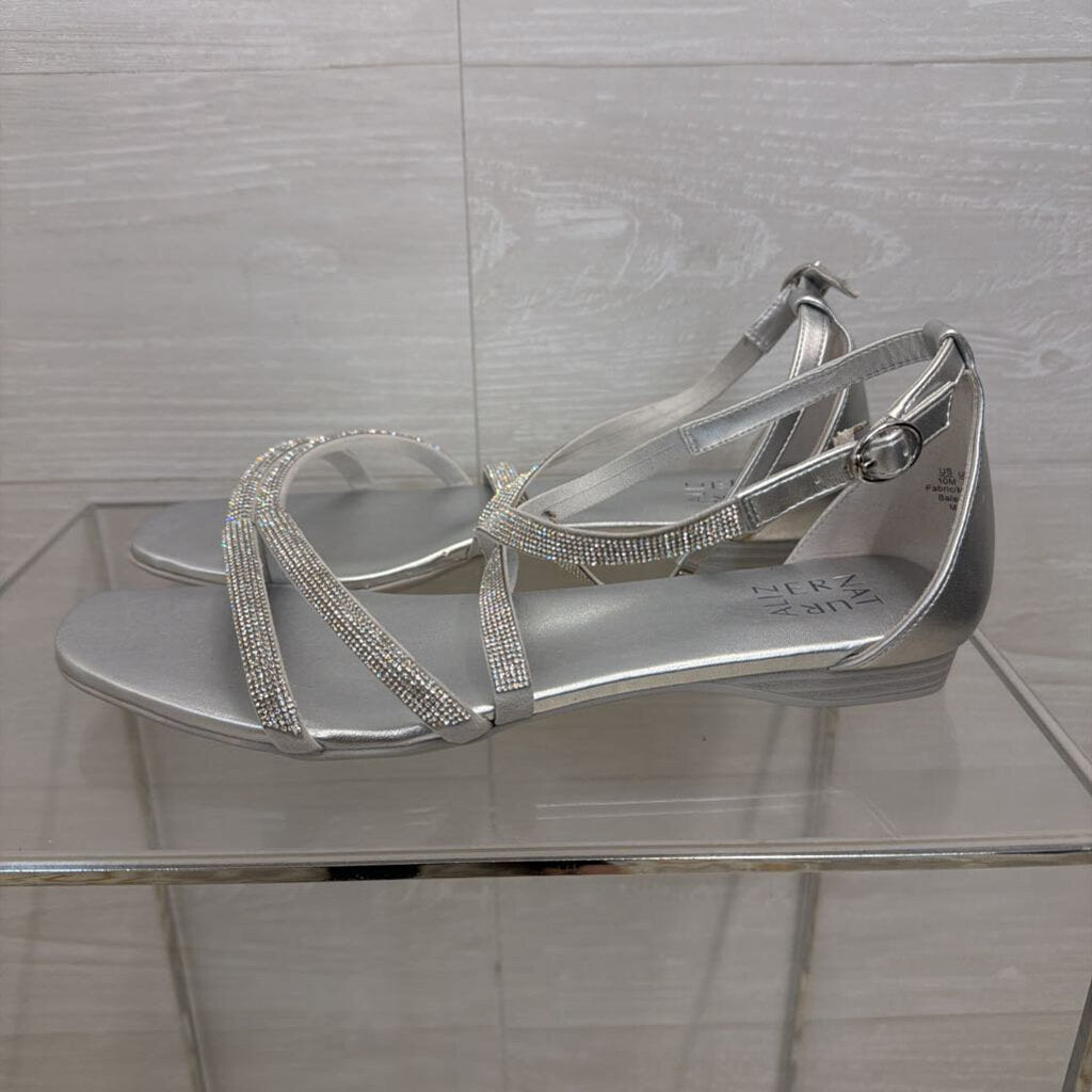 Naturalizer Silver Rhinestone Strappy Sicily Sandals 10