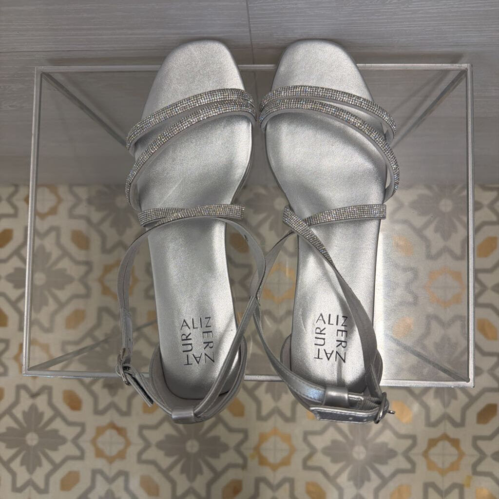 Naturalizer Silver Rhinestone Strappy Sicily Sandals 10