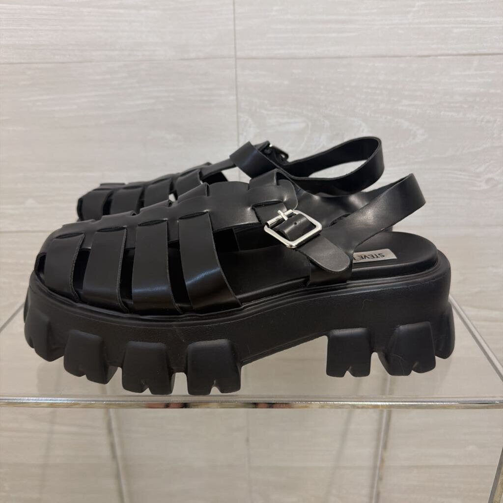 Steve Madden Black Strappy Echo Platform Sandals 10